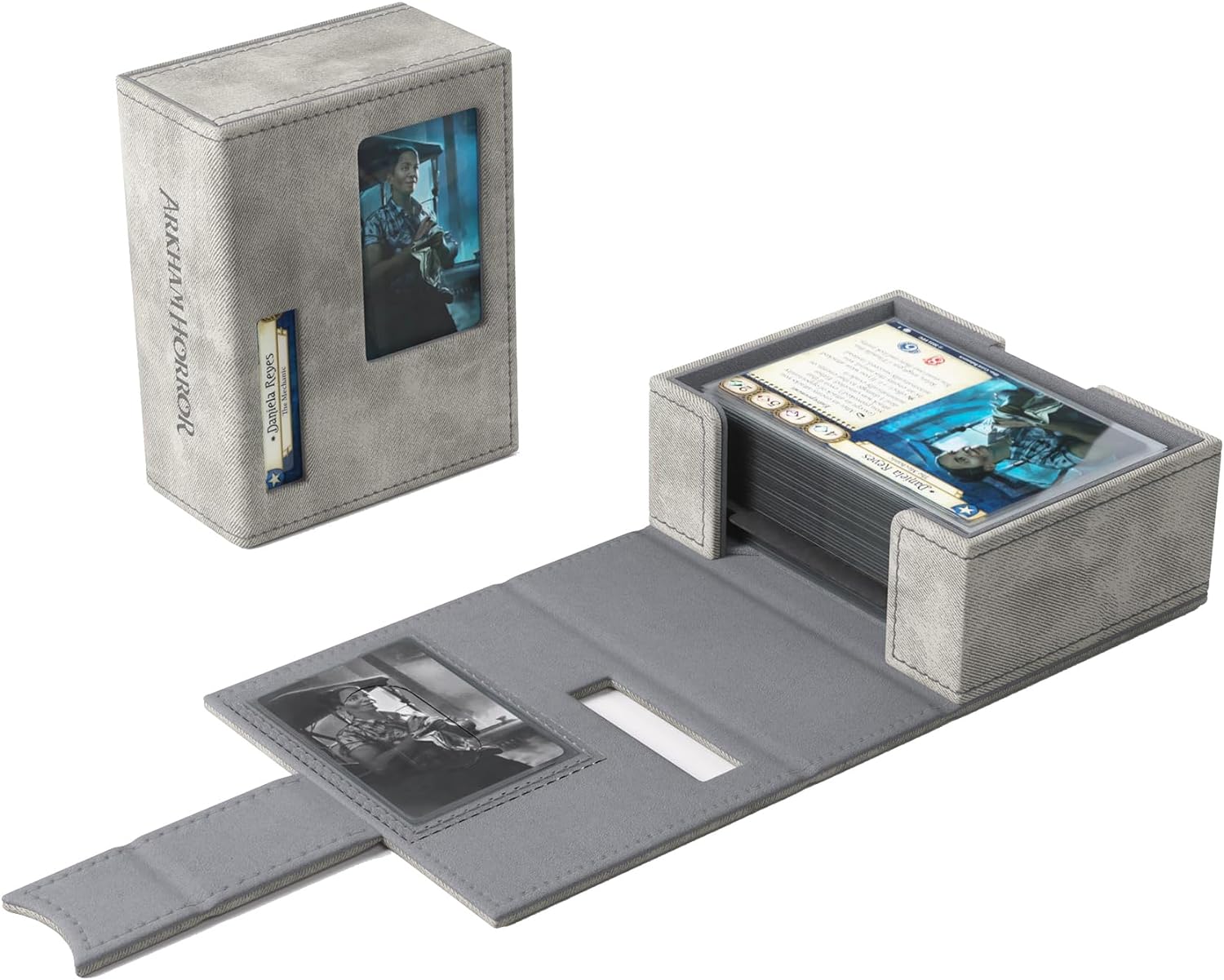 Gamegenic Arkham Horror Investigator Deck Tome - Premium Deck Box for Arkham Horror: The Card Game, Holds a Full Investigator Deck, Neutral - Gray Color, Made