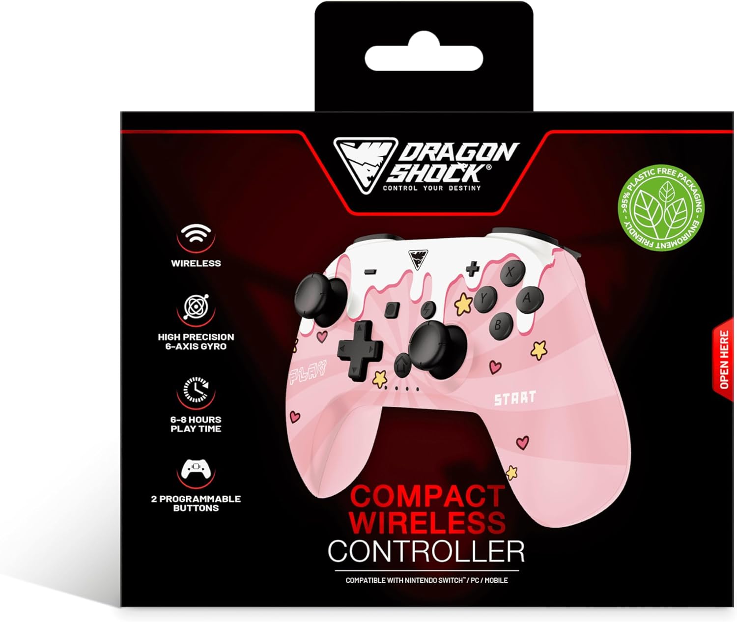 DragonShock - POPTOP COMPACT BT - Sweet Pink Compact Wireless Bluetooth Controller compatible Nintendo Switch - Switch Lite - Switch OLED
