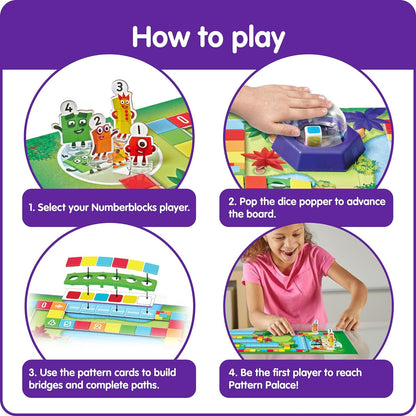 Learning Resources Numberblocks Race to Pattern Palace Board Game, Numberblocks Gifts, Maths Games for 3 Year Olds, Learn to Count, Learn Colours, 91 Pieces