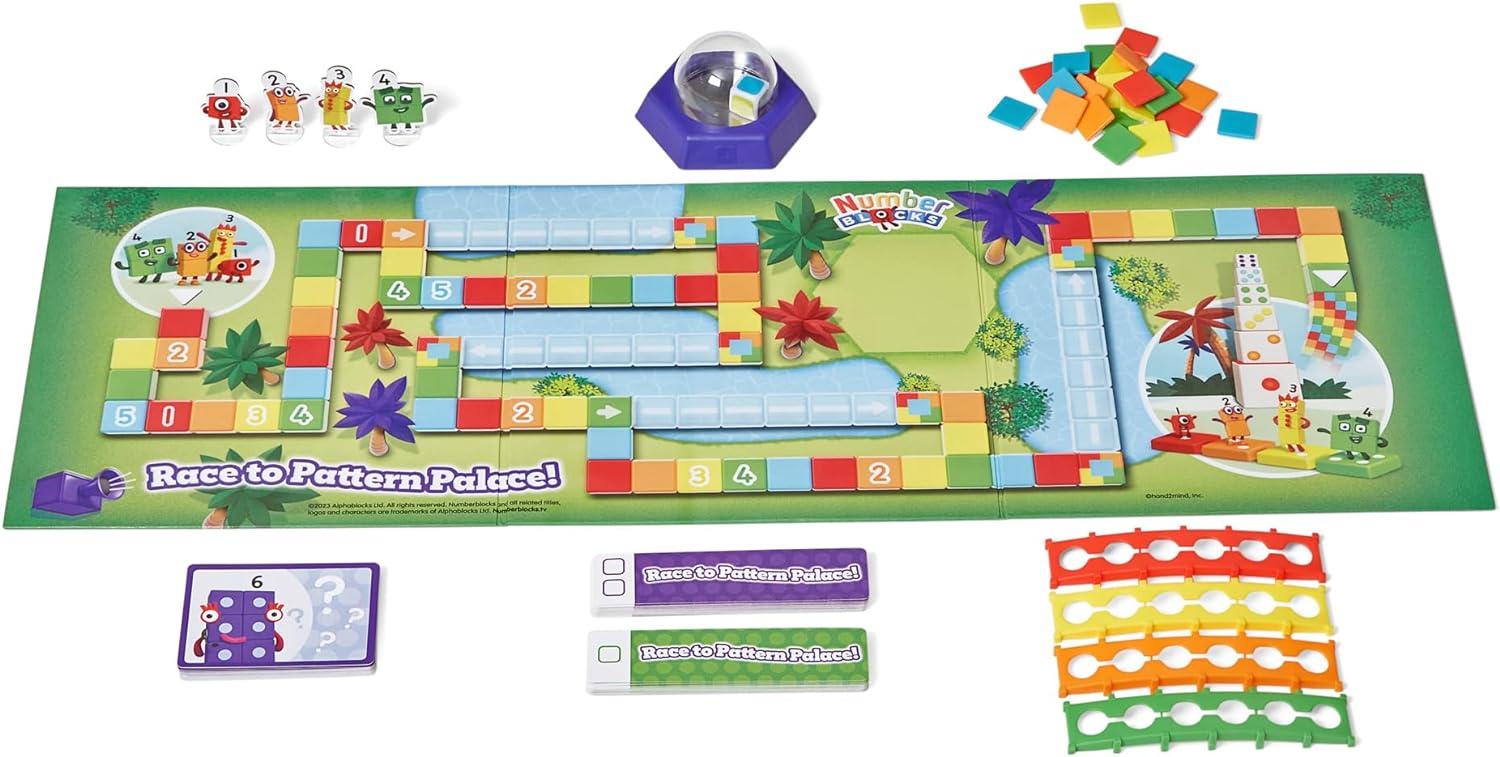 Learning Resources Numberblocks Race to Pattern Palace Board Game, Numberblocks Gifts, Maths Games for 3 Year Olds, Learn to Count, Learn Colours, 91 Pieces
