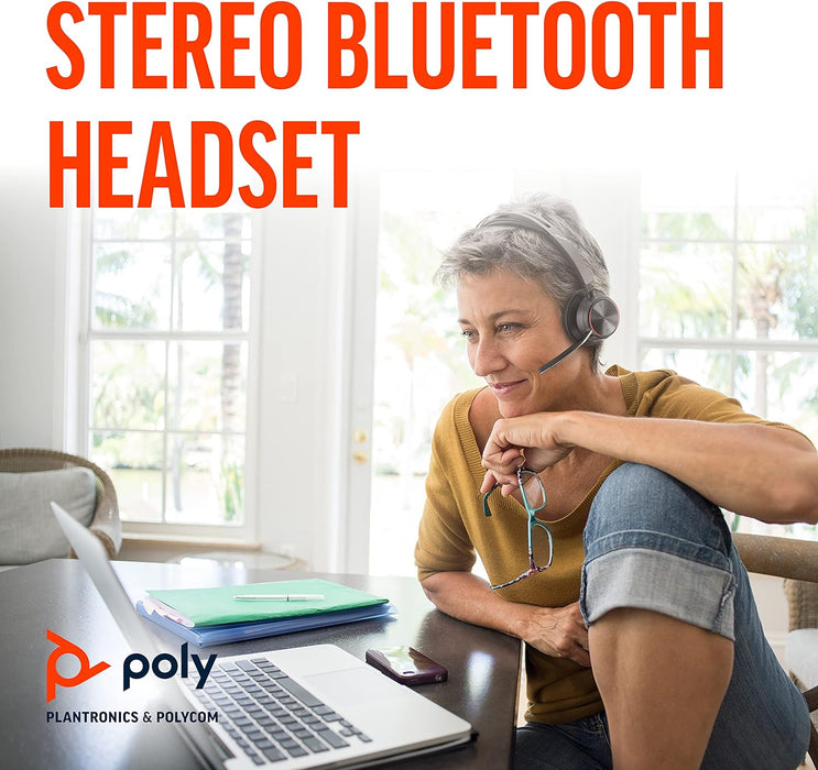 Poly - Voyager Focus 2 UC USB-A Headset (Plantronics) - Bluetooth Dual-Ear (Stereo) Headset with Boom Mic - USB-A PC/Mac Compatible - Active Noise Canceling - Works with Teams, Zoom & more