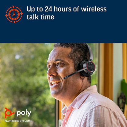 Poly - Voyager 4320 UC Wireless Headset + Charge Stand (Plantronics) - Headphones w/ Mic - Connect to PC/Mac via USB-C Bluetooth Adapter, Cell Phone via Bluetooth-Works w/ Teams (Certified), Zoom&More
