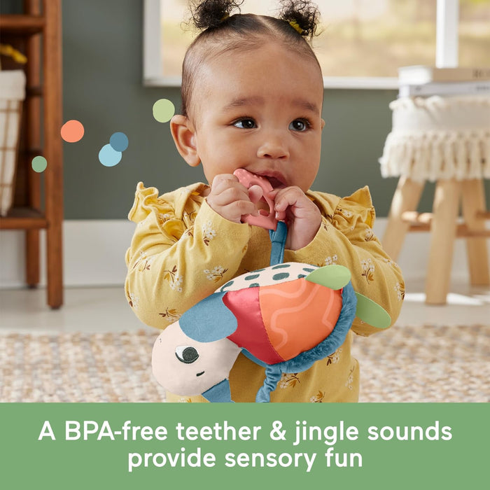 Fisher-Price Baby Stroller Toy Planet Friends Sea Me Bounce Turtle with Teether, Bouncing Motion & Sounds for Newborns, Made of 80% recycled Plastic and FSC certified packaging, HKD62