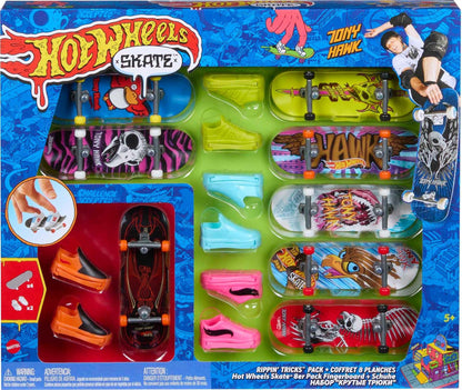 Hot Wheels 8 Tablas de Skate con 4 Pares de Zapatillas para Dedos, monopatín de Juguete, +5 años (Mattel HMY19