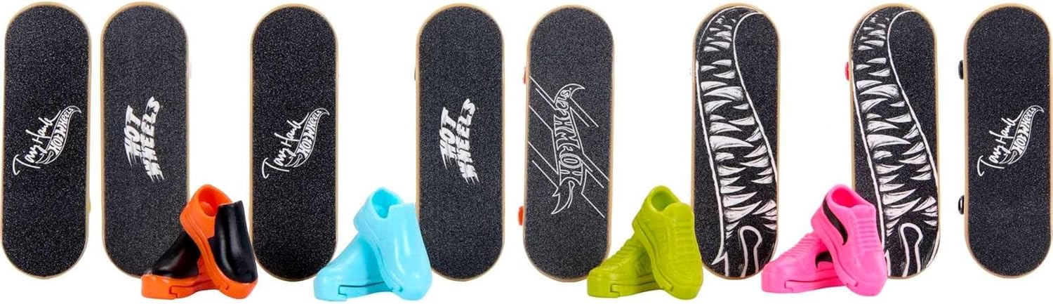 Hot Wheels 8 Tablas de Skate con 4 Pares de Zapatillas para Dedos, monopatín de Juguete, +5 años (Mattel HMY19