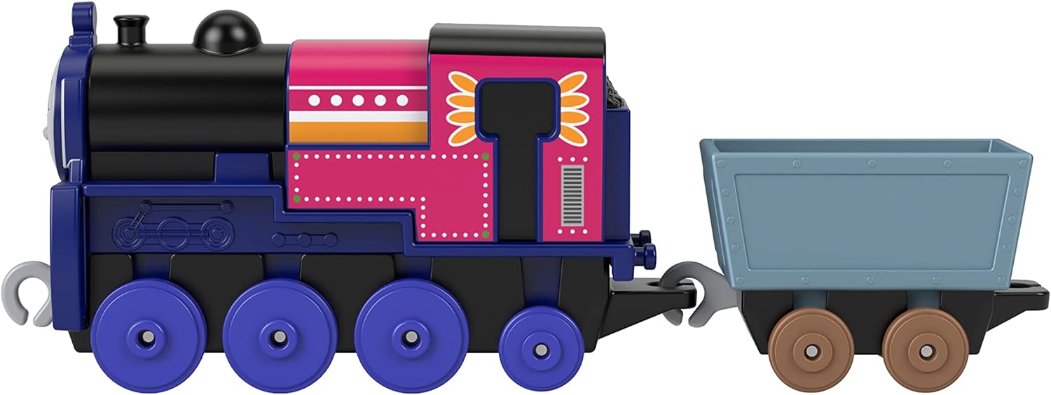 Thomas & Friends Toy Train, Ashima Diecast Metal Push-Along Engine with Crystal Cargo Car for Preschool Railway Play, HNN20