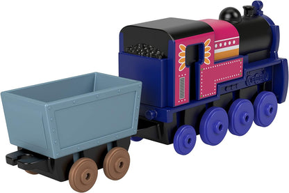 Thomas & Friends Toy Train, Ashima Diecast Metal Push-Along Engine with Crystal Cargo Car for Preschool Railway Play, HNN20