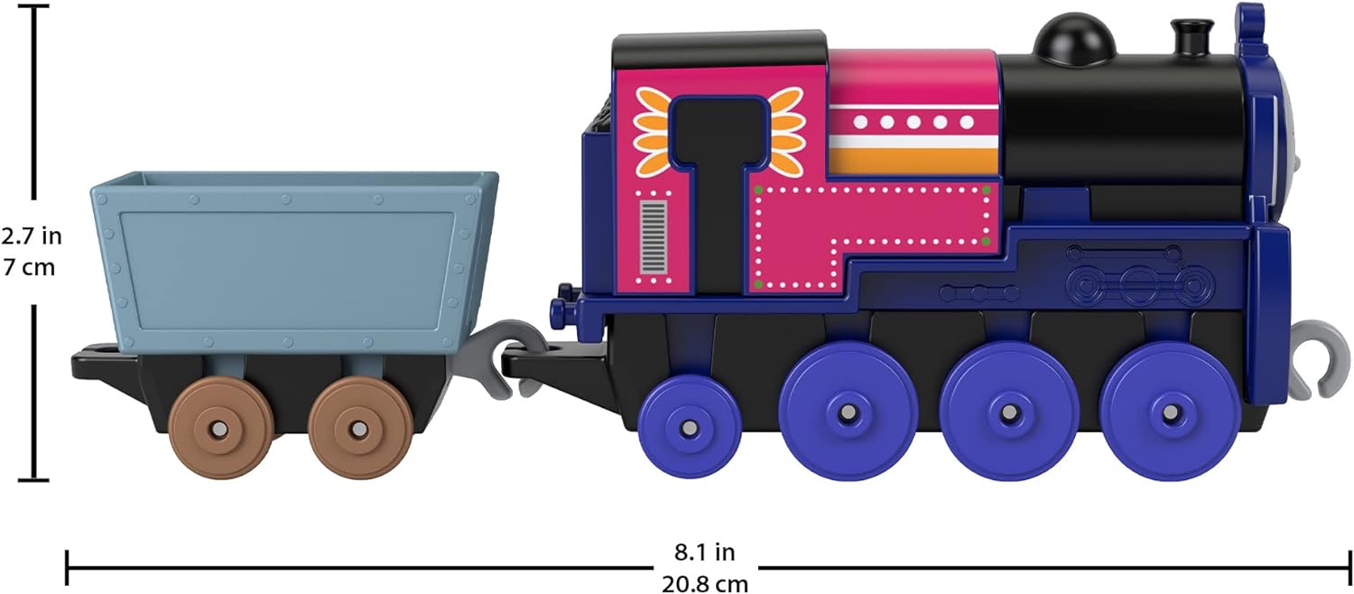 Thomas & Friends Toy Train, Ashima Diecast Metal Push-Along Engine with Crystal Cargo Car for Preschool Railway Play, HNN20