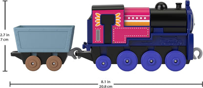 Thomas & Friends Toy Train, Ashima Diecast Metal Push-Along Engine with Crystal Cargo Car for Preschool Railway Play, HNN20