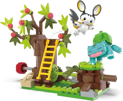 MEGA Pokémon Adventure Builder - erlebnisreiches Bauset mit 194 Teilen, beweglichen Pokémon Emolga und Bisasam, fähig zu Flugbewegungen, für Kinder ab 7 Jahren, HTH69