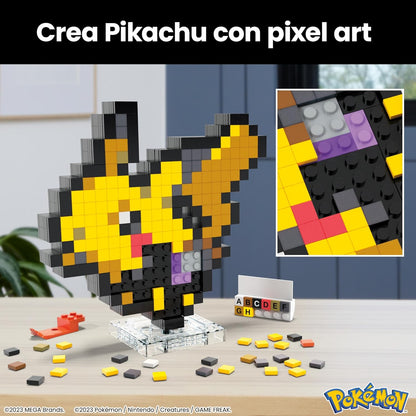 Mega Pokémon Pixel Art Pikachu 400 Bloques de construcción, Estilo Retro pixelado, decoración para coleccionistas, Juguete +13 años (HTH74