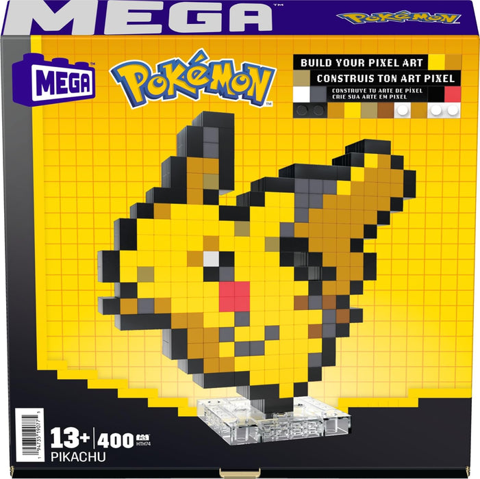 Mega Pokémon Pixel Art Pikachu 400 Bloques de construcción, Estilo Retro pixelado, decoración para coleccionistas, Juguete +13 años (HTH74