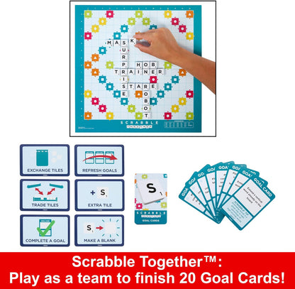 Mattel Games Scrabble Board Game, Family Word Game with Two Ways to Play, includes 50 Goal Cards that Teach Scrabble Basics for 2-4 Players, UK Version, HWD43
