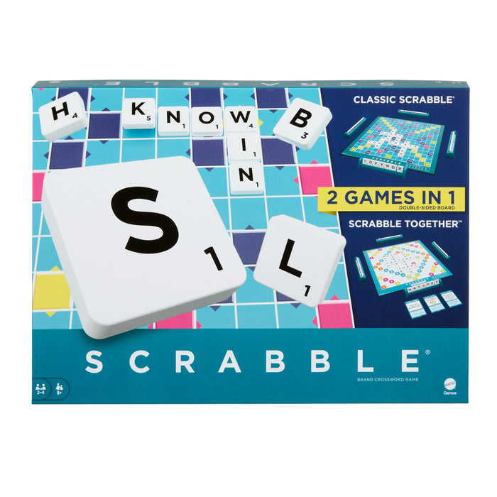 Mattel Games Scrabble Board Game, Family Word Game with Two Ways to Play, includes 50 Goal Cards that Teach Scrabble Basics for 2-4 Players, UK Version, HWD43