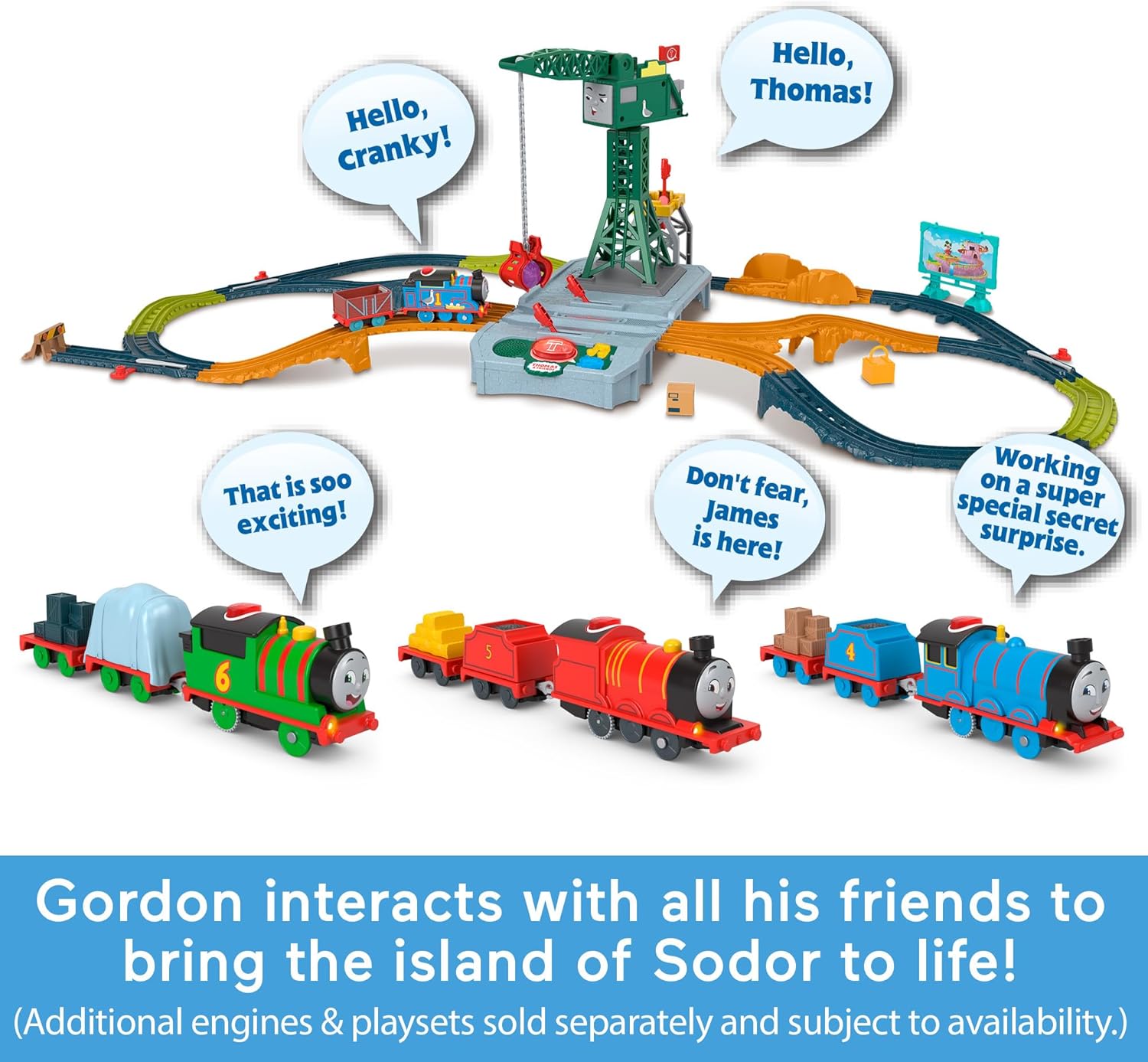 Thomas & Friends Motorized Toy Train Talking Gordon Battery-Powered Engine with Sounds & Phrases for Preschool Kids 3+ Years, UK English Version, HWY29