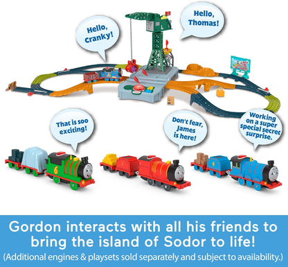 Thomas & Friends Motorized Toy Train Talking Gordon Battery-Powered Engine with Sounds & Phrases for Preschool Kids 3+ Years, UK English Version, HWY29