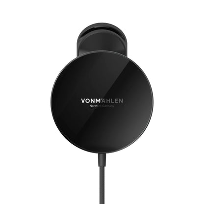 Aura Car Magnetic Charger with Mobile Phone Holder for Car - Wireless Charging Pad Compatible with All MagSafe Enabled Devices - Charging Pad for Inductive Charging up to 15W (Black)