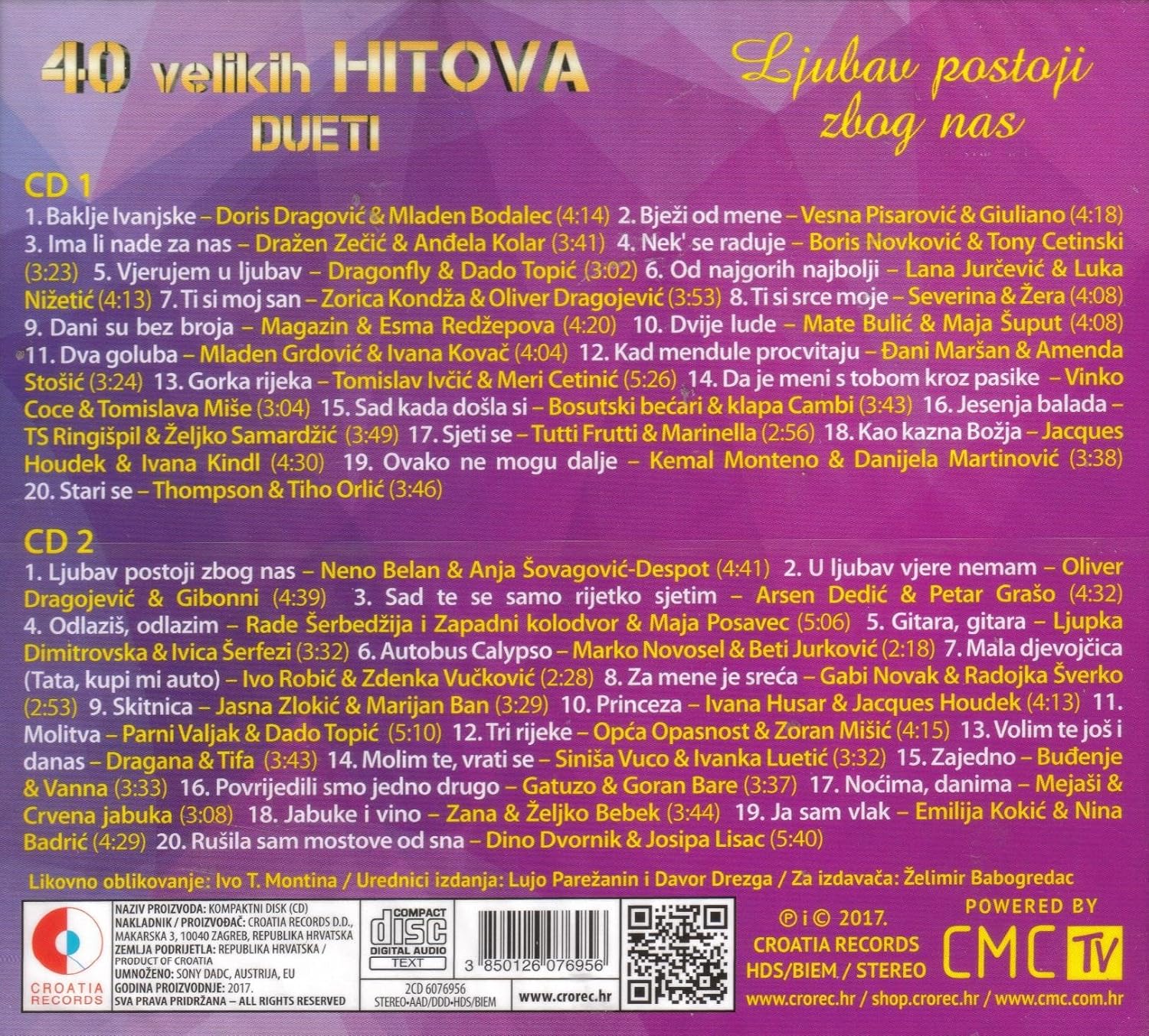 40 Velikih Hitova - Dueti - Ljubav postoji zbog nas