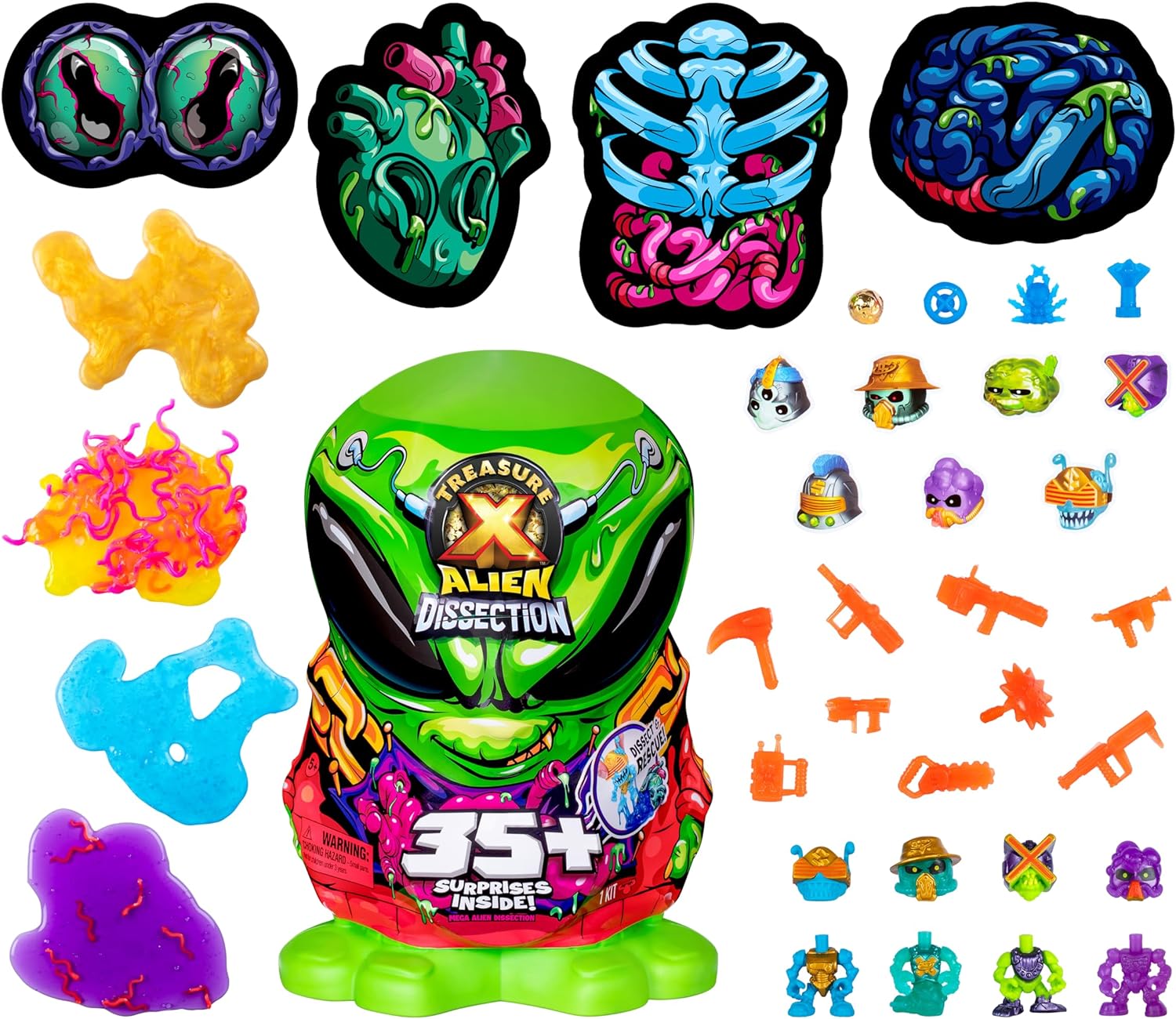 Treasure X Mega Alien Dissection With 35 Plus Surprises Inside, Dissect the 12 Inch Tall Alien, Rescue the 4 Alien Treasure Hunters, Discover Alien Weapons, Stickers, Plus 4 Alien Treasures