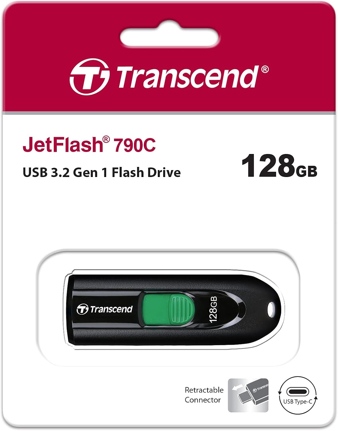 Transcend JetFlash 790C USB-Stick 128GB Schwarz TS128GJF790C USB-C™ USB 3.2 (Gen 1