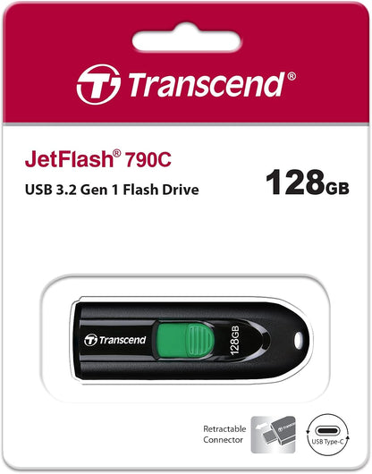 Transcend JetFlash 790C USB-Stick 128GB Schwarz TS128GJF790C USB-C™ USB 3.2 (Gen 1