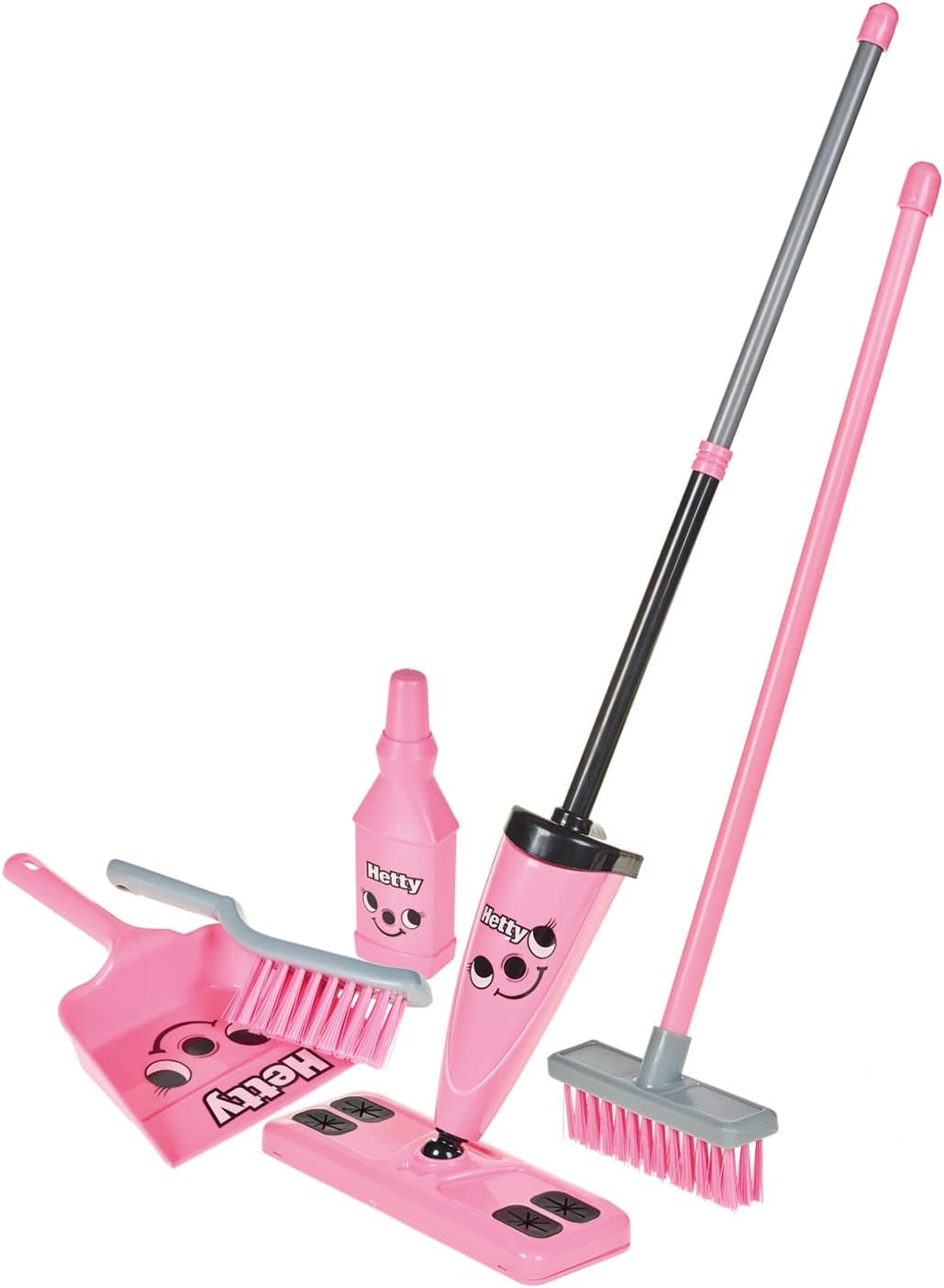 Casdon Henry & Hetty Toys - Hetty Cleaning Trolley - Pink Hetty-Inspired Toy Playset with Mop, Brushes, Dustpan, & Accessories - Kids Cleaning Trolley Set - For Children Aged 3+