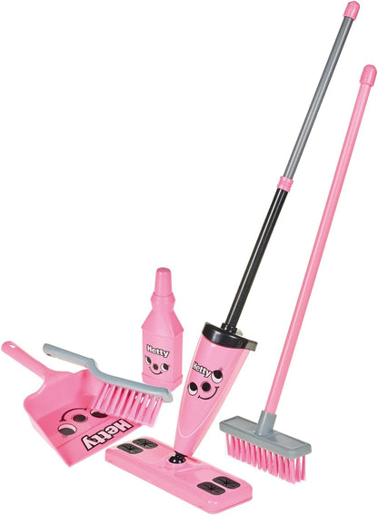 Casdon Henry & Hetty Toys - Hetty Cleaning Trolley - Pink Hetty-Inspired Toy Playset with Mop, Brushes, Dustpan, & Accessories - Kids Cleaning Trolley Set - For Children Aged 3+
