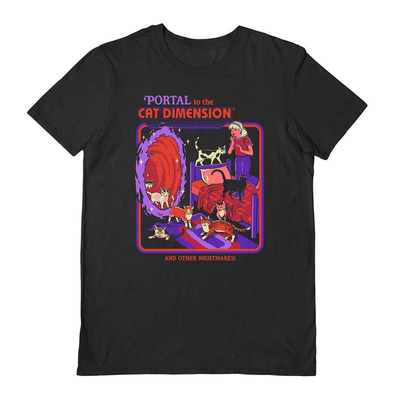 Steven Rhodes (Portal to the Cat Dimension) Womens Fitted Black Short Sleeve