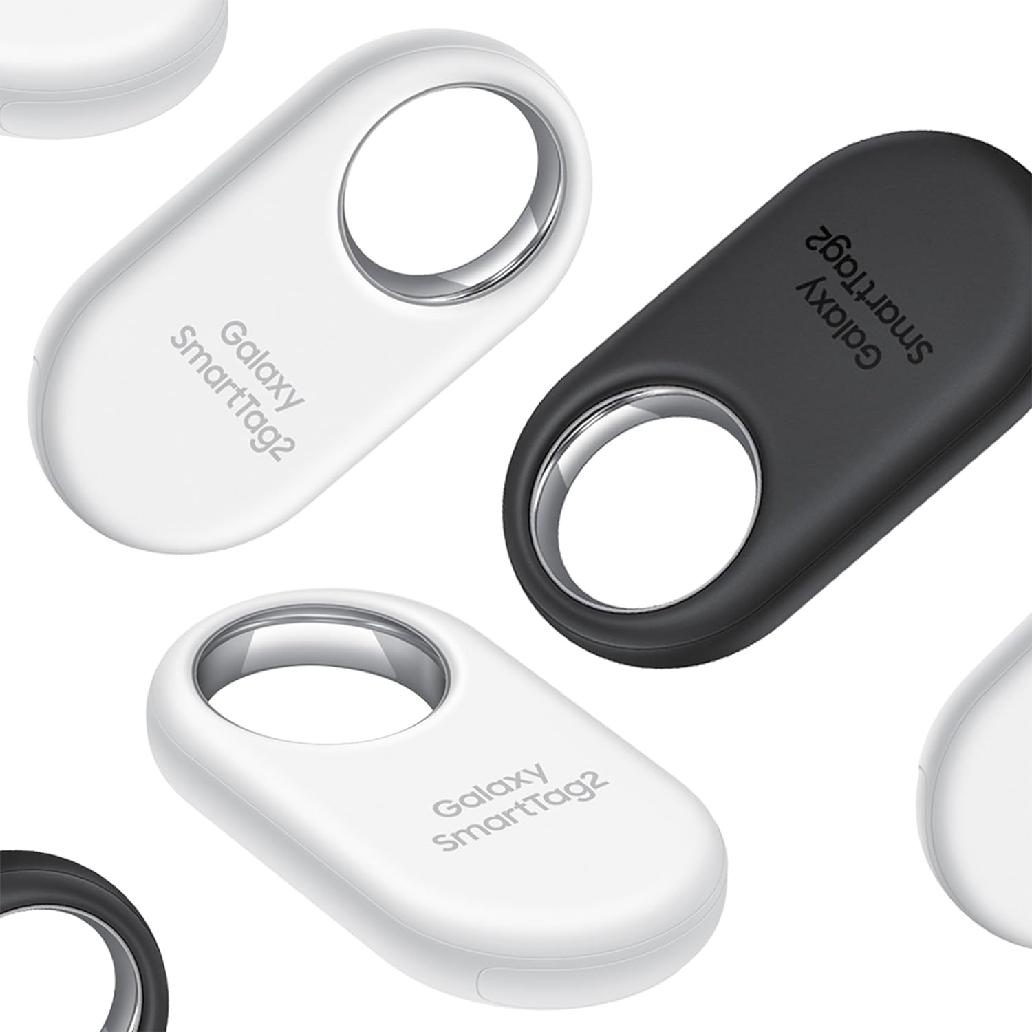 Samsung Galaxy SmartTag2 Bluetooth Tracker (4 Pack), Compass View AR, Find Lost Mode, 2 Black/2 White