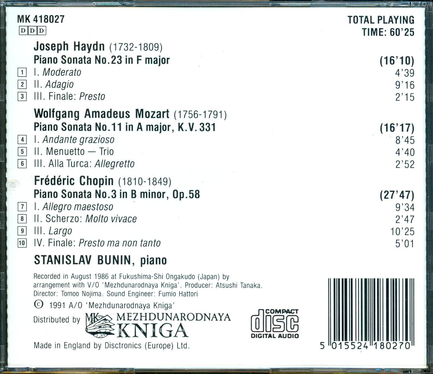 Piano Sonatas (Stanislav Bunin)