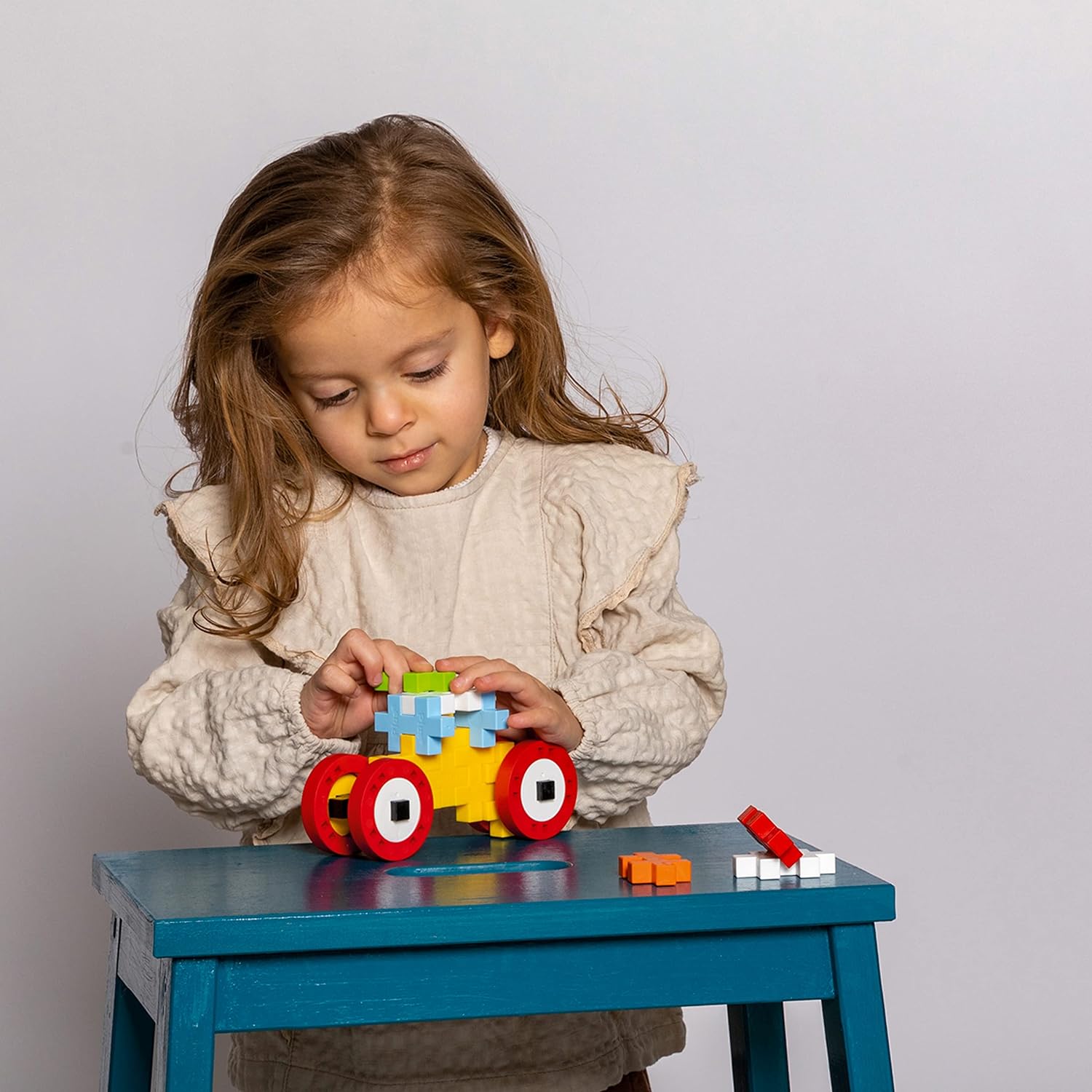 PLUS PLUS 9603422 Big-Make&GO Vehicles Pieces – PP3422 Multi-Coloured, Multicolored, 46 pièces