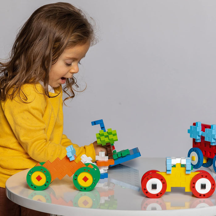 PLUS PLUS 9603422 Big-Make&GO Vehicles Pieces – PP3422 Multi-Coloured, Multicolored, 46 pièces