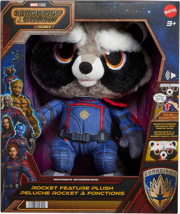 Mattel Marvel Guardians of the Galaxy Rocket Plush with Sounds and Facial Expressions, HPF03