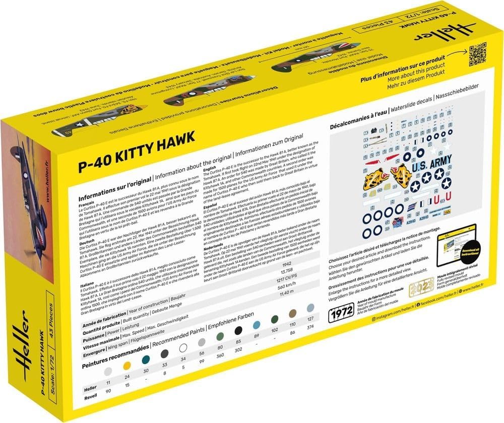 Heller - 1/72 Starter Kit P-40 Kitty Hawk