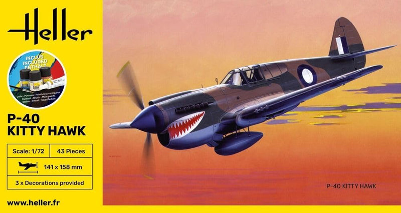 Heller - 1/72 Starter Kit P-40 Kitty Hawk