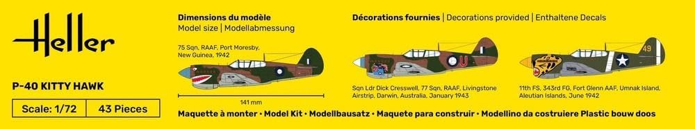 Heller - 1/72 Starter Kit P-40 Kitty Hawk