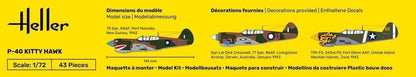 Heller - 1/72 Starter Kit P-40 Kitty Hawk