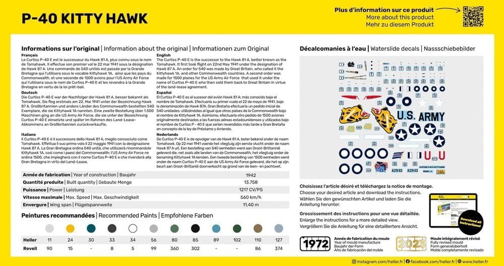 Heller - 1/72 Starter Kit P-40 Kitty Hawk