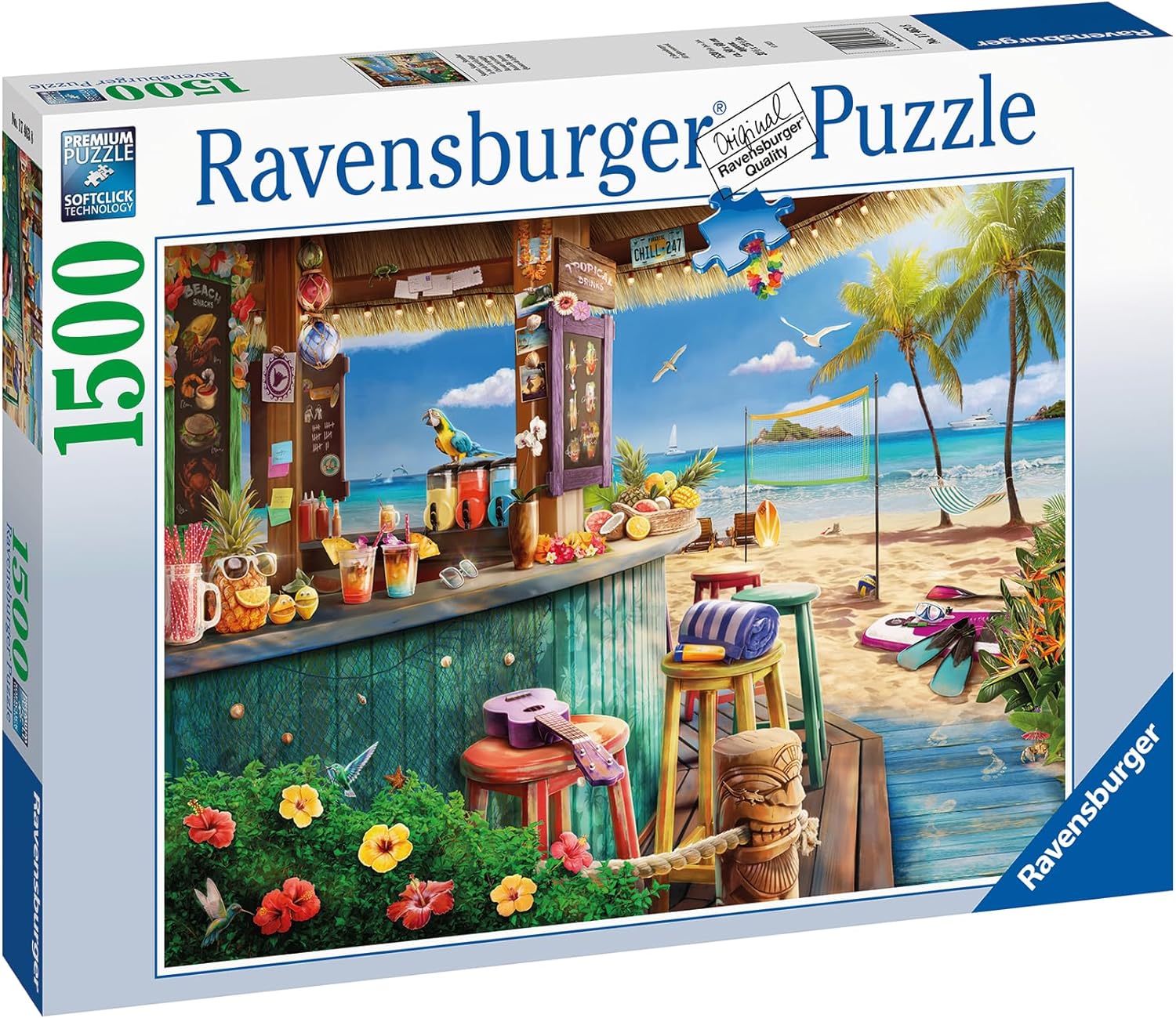 Ravensburger Beach Bar Breezes 1500 Piece Jigsaw Puzzles for Adults and Kids Age 12 Years Up - Ocean Landscape