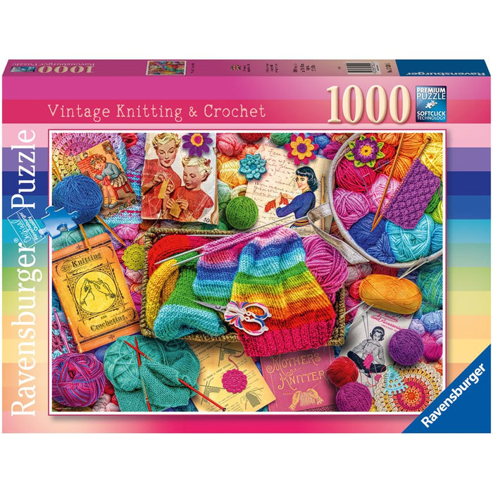 Ravensburger Vintage Knitting & Crochet Nostalgia 1000 Piece Jigsaw Puzzles for Adults and Kids Age 12 Years Up - Easter Gifts for Adults