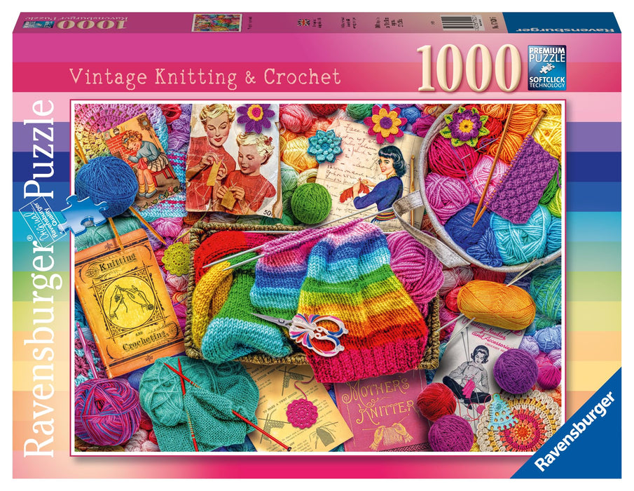Ravensburger Vintage Knitting & Crochet Nostalgia 1000 Piece Jigsaw Puzzles for Adults and Kids Age 12 Years Up - Easter Gifts for Adults