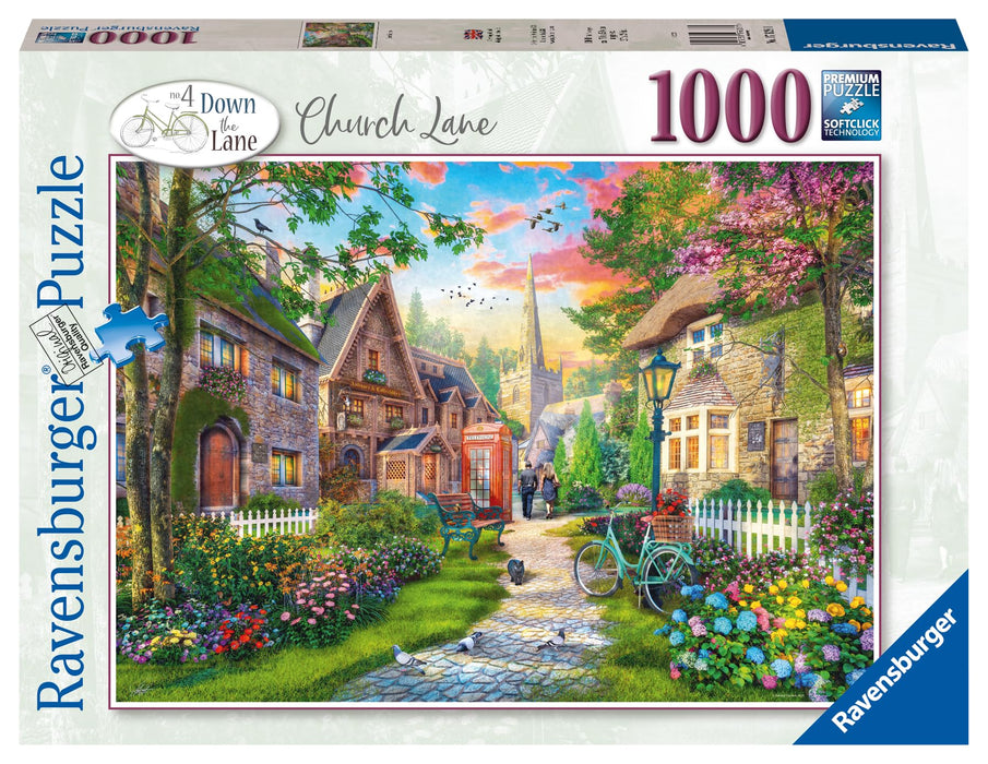 Ravensburger Down the Lane No. 4 Church Lane 1000 Piece Jigsaw Puzzles for Adults and Kids Age 12 Years Up - Easter Gifts for Adults