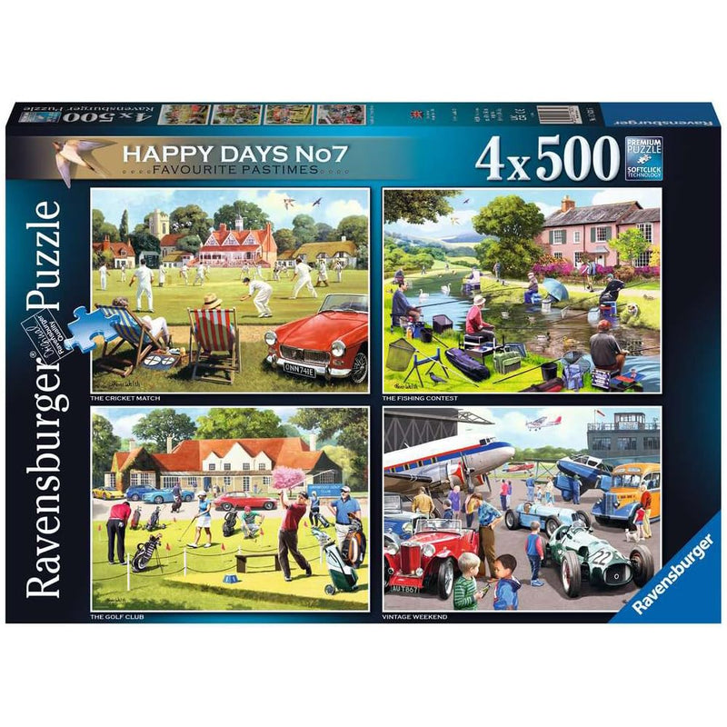 Ravensburger Happy Days No. 7 Favourite Pastimes Nostalgia Jigsaw Puzzles for Adults and Kids Age 10 Years Up - 4x 500 Pieces