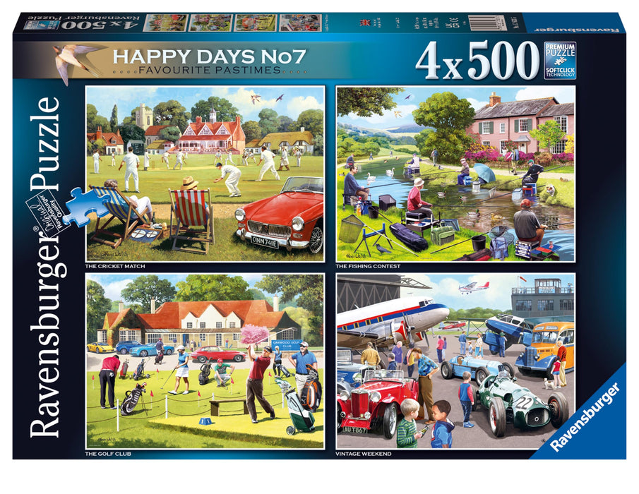 Ravensburger Happy Days No. 7 Favourite Pastimes Nostalgia Jigsaw Puzzles for Adults and Kids Age 10 Years Up - 4x 500 Pieces