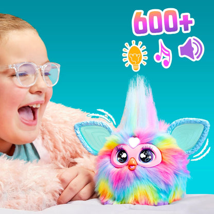 Furby Tie Dye, 15 accesorios de moda, juguetes interactivos de peluche para niñas y niños de 6 años, animatronic activado por voz