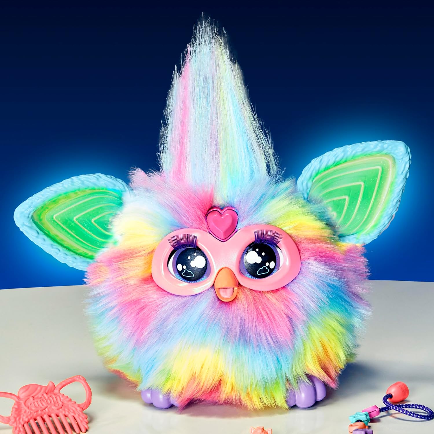 Furby Tie Dye, 15 accesorios de moda, juguetes interactivos de peluche para niñas y niños de 6 años, animatronic activado por voz