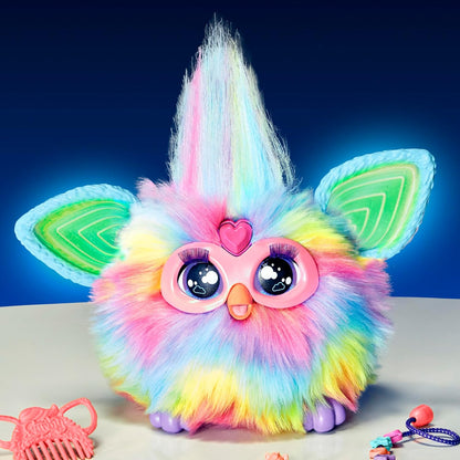 Furby Tie Dye, 15 accesorios de moda, juguetes interactivos de peluche para niñas y niños de 6 años, animatronic activado por voz