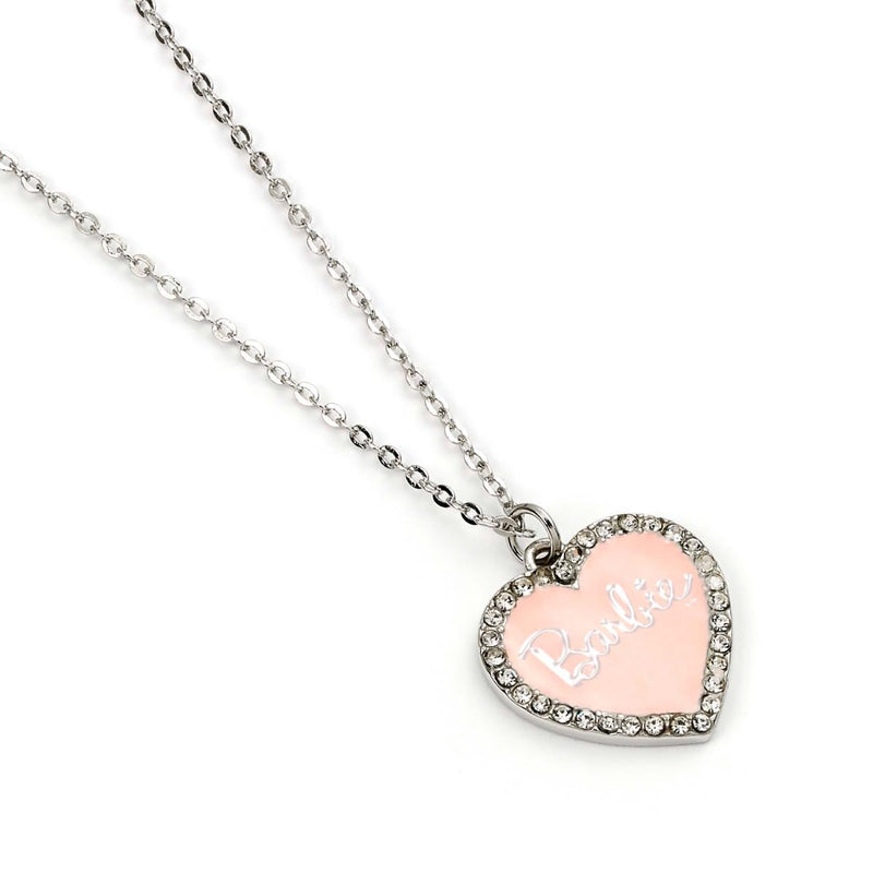 Barbie™ ️ Roze emaille hart hanger ketting met kristal, Eén maat, Zink, Barbie™ Rosa Emaille-Herz-Anhänger-Halskette mit Kristall, Einheitsgröße, Zink