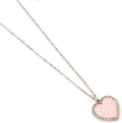 Barbie™ ️ Roze emaille hart hanger ketting met kristal, Eén maat, Zink, Barbie™ Rosa Emaille-Herz-Anhänger-Halskette mit Kristall, Einheitsgröße, Zink