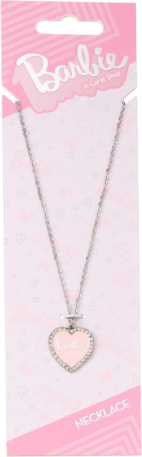 Barbie™ ️ Roze emaille hart hanger ketting met kristal, Eén maat, Zink, Barbie™ Rosa Emaille-Herz-Anhänger-Halskette mit Kristall, Einheitsgröße, Zink